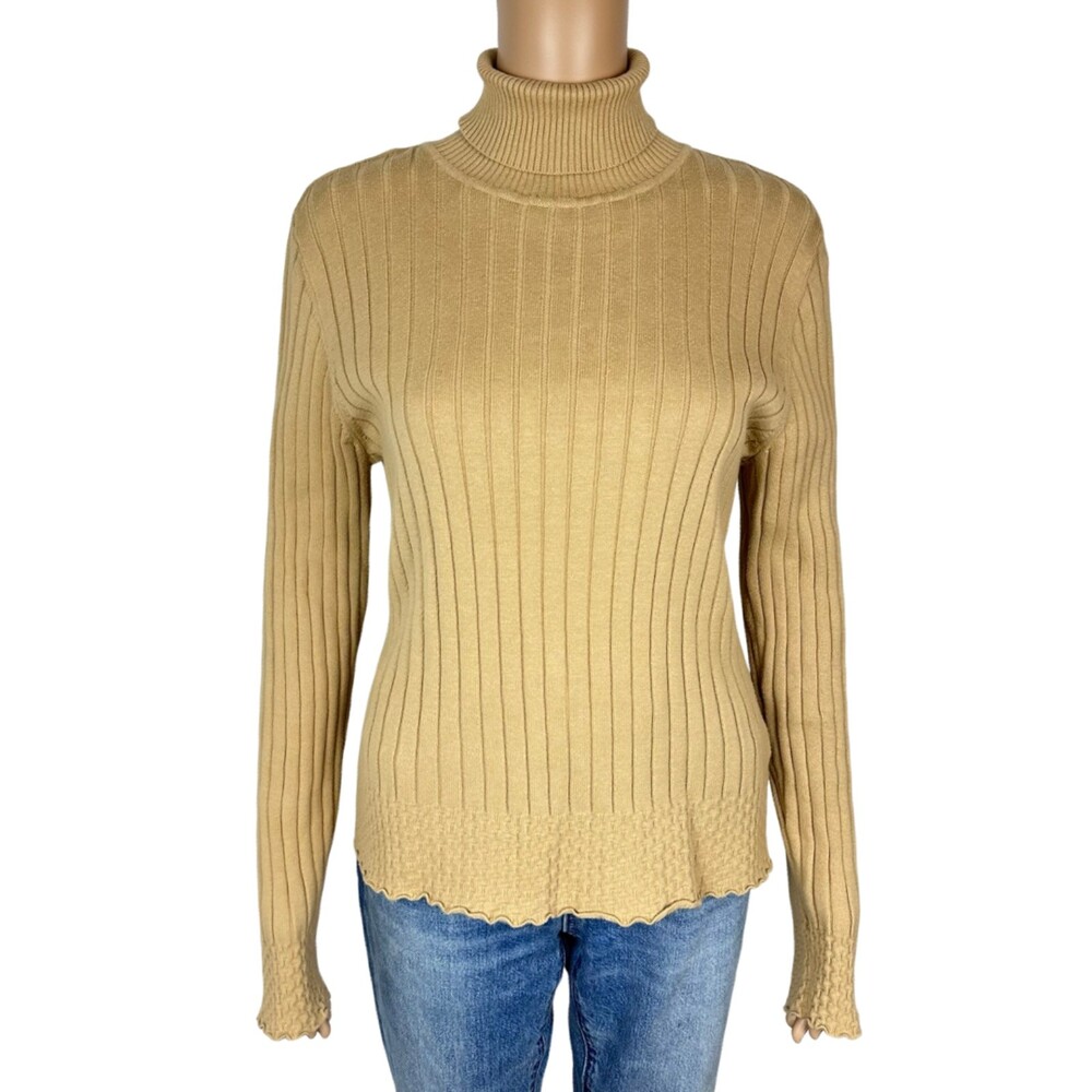 Caslon Women's Long Sleeve Turtle Neck Sweater Top Ribbed Size L